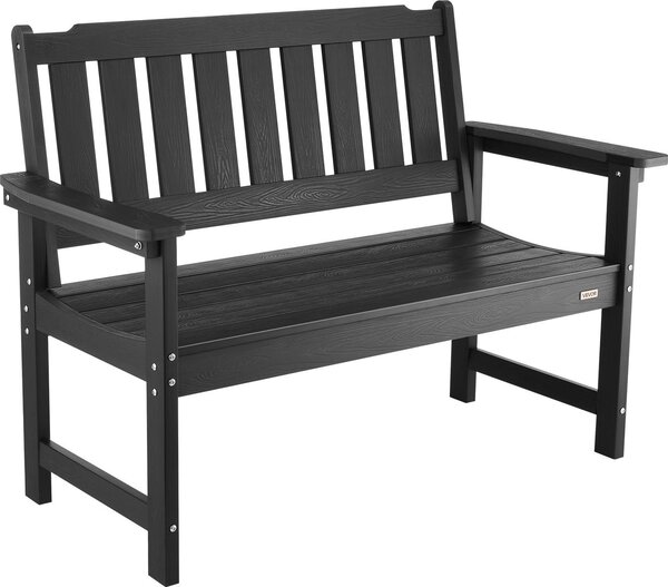 VEVOR awka ogrodowa meble ogrodowe awki 128 cm 363 kg nono dla 2-3 osób, odporna na warunki atmosferyczne plastikowa rama z oparciem i szerokimi podokietnikami, awka tarasowa do ogrodu park podwórko weranda, czarna