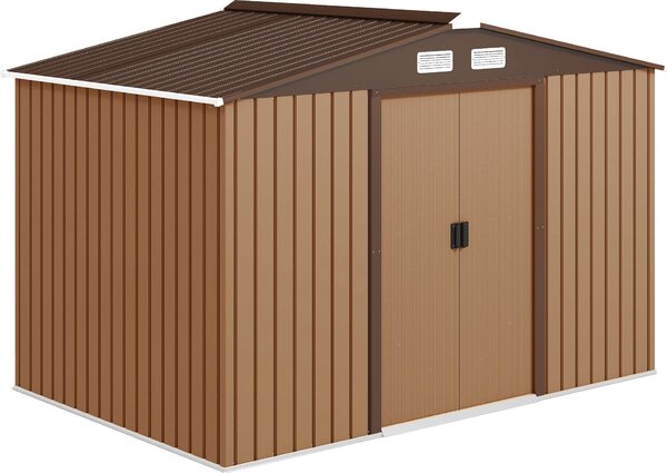 Domek narzdziowy Outsunny z fundamentem, domek narzdziowy ogrodowy, domek ogrodowy metalowy óty 277 x 195 x 192 cm