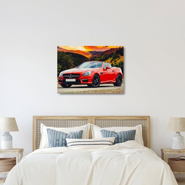Obraz na szkle - czerwony Mercedes (70x50 cm)