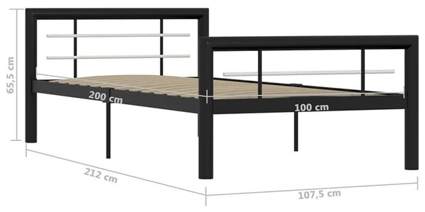 Czarne metalowe łóżko z zagłówkiem 100 x 200 cm C0-A56