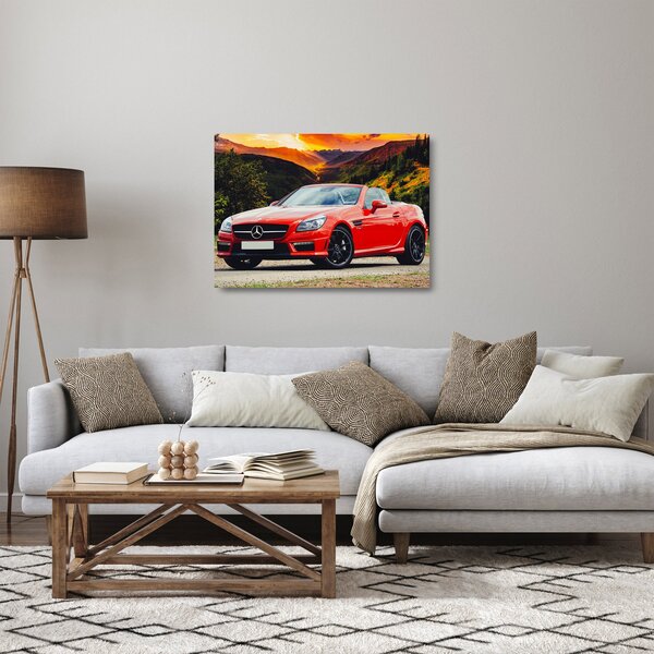 Obraz na szkle - czerwony Mercedes (70x50 cm)