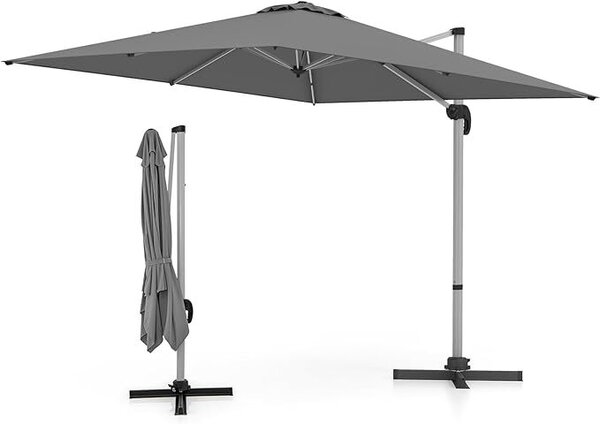 KOMFOTTEU Prostoktny parasol wspornikowy, parasol z moliwoci obrotu o 360°, parasol ogrodowy 3 x 3 m z podstaw krzyow, parasol tarasowy na balkony, baseny