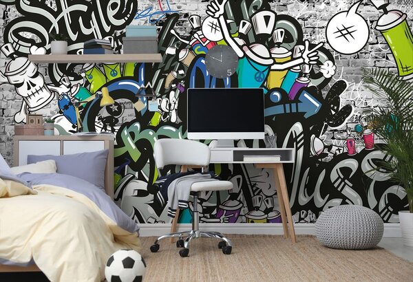 Tapeta stylowa ściana graffiti