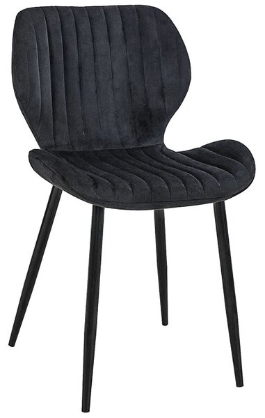Czarne tapicerowane krzesło z metalowymi nogami - Oferion 3X