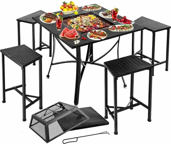 Stó Happyment BBQ - 2w1 - stó ogrodowy i grill - kosz na ognisko lub wiadro na lód - stó zewntrzny
