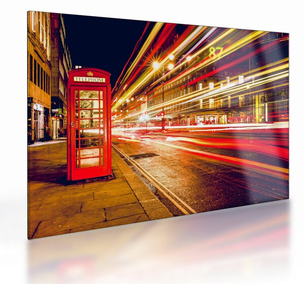 Obraz na szkle - czerwona budka telefoniczna w Londynie (70x50 cm)