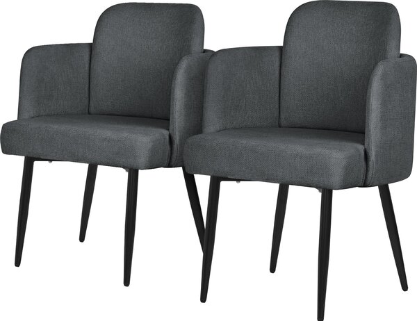 ML-Design zestaw 2 krzese do jadalni obicie tkanina antracyt Krzeso kuchenne z podokietnikami i oparciem o wygldzie rattanu Krzeso tapicerowane z metalowymi nogami Ergonomiczne