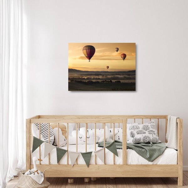 Obraz na szkle - latające balony (70x50 cm)