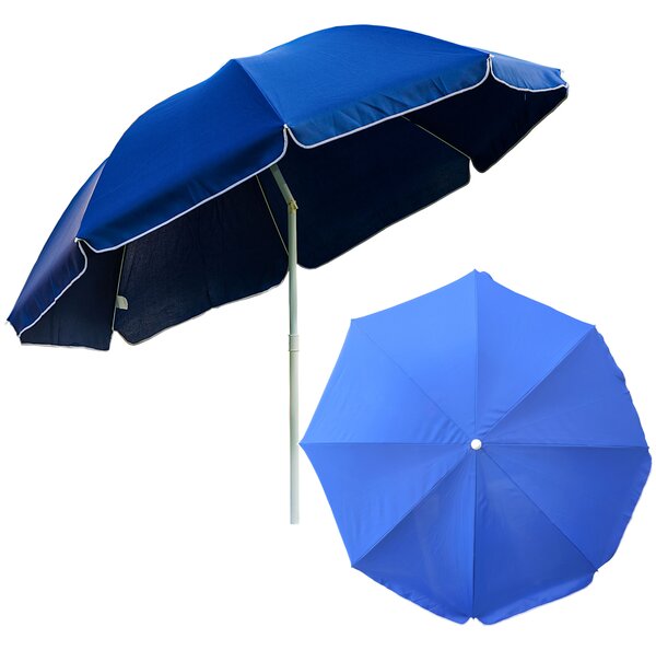 Parasol ogrodowy Materia poliester / stal Kolor granatowy Jednolity motyw Duy D 240 cm H 230 cm Nowoczesny Funkcjonalny