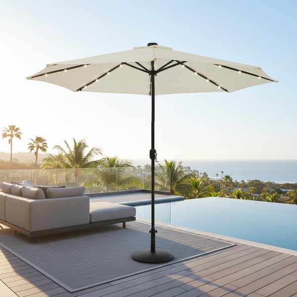 Mucola parasol Ø3m z diod LED parasol ogrodowy obrotowy 360° parasol tarasowy parasol wspornikowy parasol plaowy - beowy z diod LED