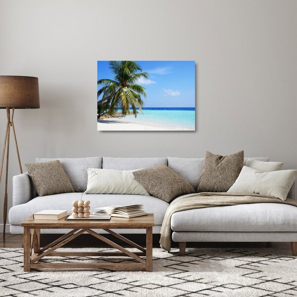 Obraz na szkle - palma na plaży (70x50 cm)