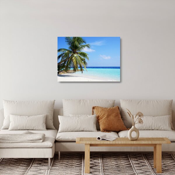 Obraz na szkle - palma na plaży (70x50 cm)
