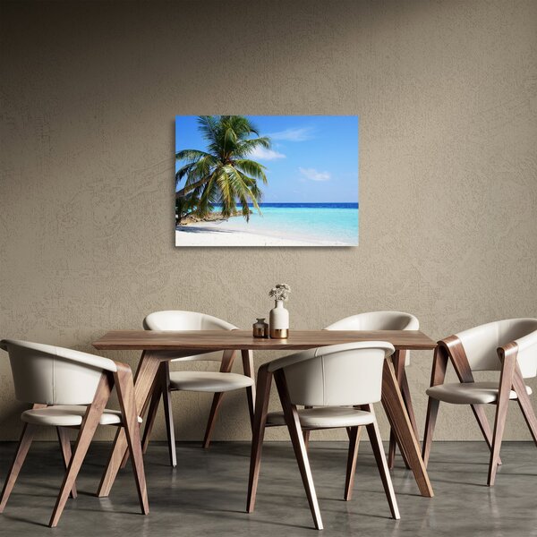 Obraz na szkle - palma na plaży (70x50 cm)