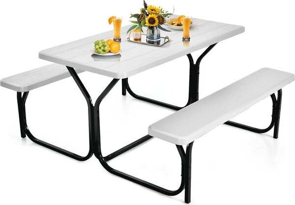 Zestaw namiotowy KOMFOTTEU, zestaw ogrodowy z 1 stoem i 2 awkami, zestaw namiotowy z metalow ram, zestaw mebli ogrodowych 136,5 x 149 x 72 cm, zestaw wypoczynkowy na patio, do ogrodu, na basen