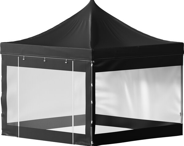 SucceBuy 10x10 ft wysuwany namiot z baldachimem, altana na zewntrz, odporny na promieniowanie UV, wodoodporny, natychmiastowa ochrona ze zdejmowanymi cianami bocznymi, czarny