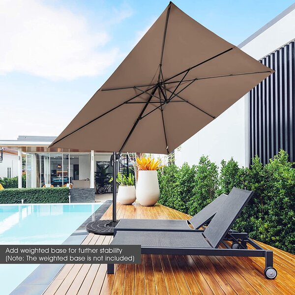 Parasol 300cm, parasol wspornikowy z regulowanym ktem nachylenia i mechanizmem korbowym, parasol ogrodowy z podstaw krzyow, parasol rynkowy z ochron UV i wodoodporny, na balkon, ogród, kawiarni