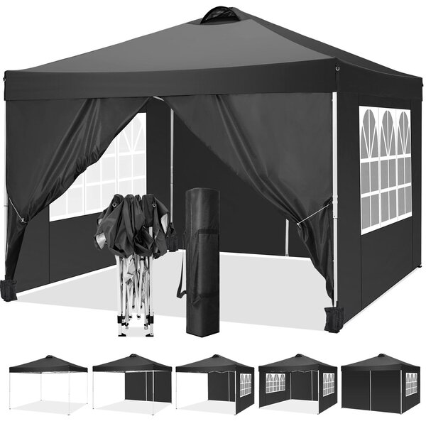 Pawilon 3x3m rozkadany pawilon z 4 cianami bocznymi, wodoodporny, ochrona UV 50+ namiot ogrodowy namiot imprezowy, z torb, czarny