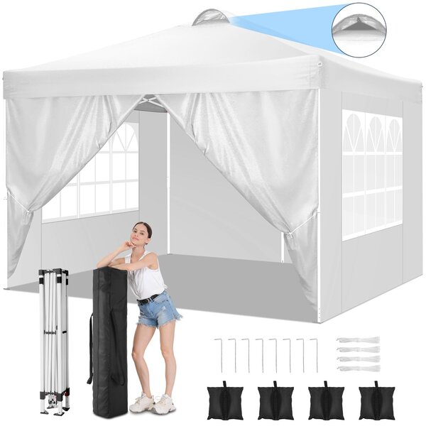 Skadany pawilon 3x3m Pop Up Pawilon skadany z 4 cianami bocznymi, wodoodporny, ochrona UV 50+ namiot ogrodowy namiot imprezowy, pawilon ogrodowy na rynek imprez ogrodowych