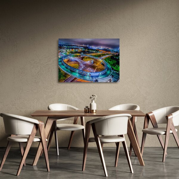 Obraz na szkle - nocna panorama miasta (70x50 cm)
