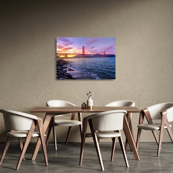 Obraz na szkle - most z zachodem słońca (70x50 cm)