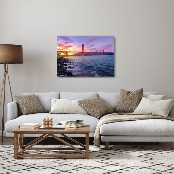 Obraz na szkle - most z zachodem słońca (70x50 cm)