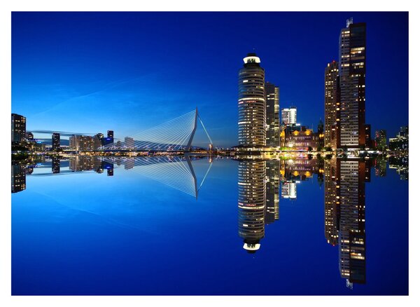 Obraz na szkle - Rotterdam nocą (70x50 cm)