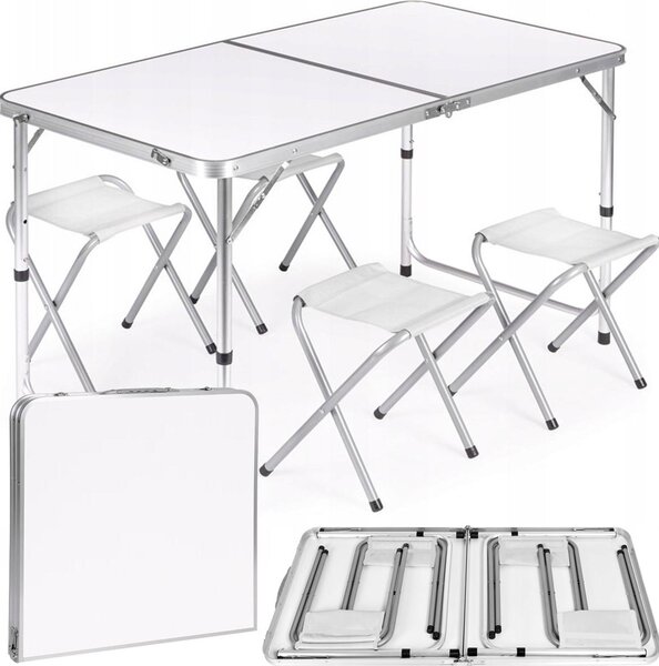 Stó skadany 120x60cm Heckermann Biay + 4x Taboret