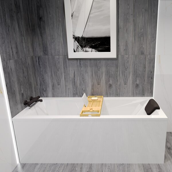 Wanna Akrylowa Zestaw 6w1 Prostoktna 160x70 + Styropianowy Nonik Stabilizujcy + Zagówek + Póka Bambusowa, Syfon Nogi w komplecie | BADLAND MODERN