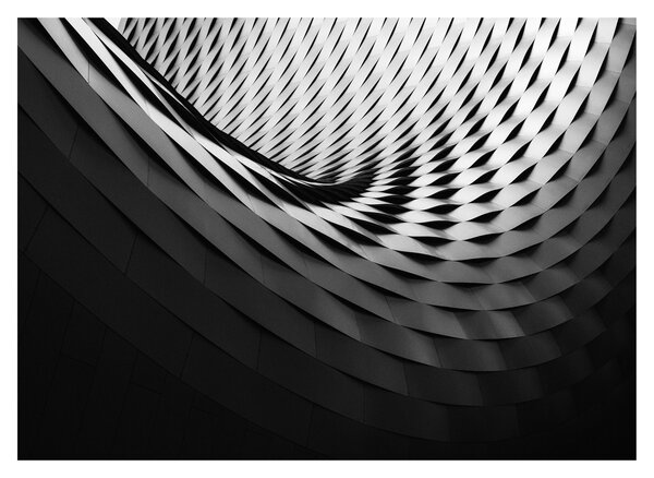 Obraz na szkle - Abstrakcyjny obraz - czarno - biała spirala (70x50 cm)