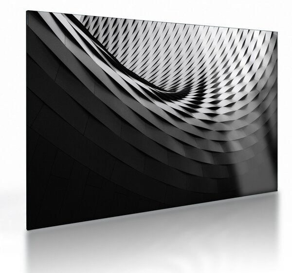 Obraz na szkle - Abstrakcyjny obraz - czarno - biała spirala (70x50 cm)