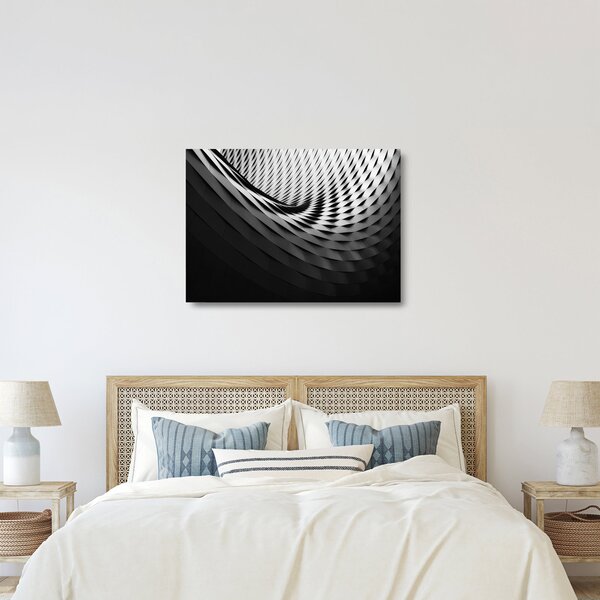 Obraz na szkle - Abstrakcyjny obraz - czarno - biała spirala (70x50 cm)