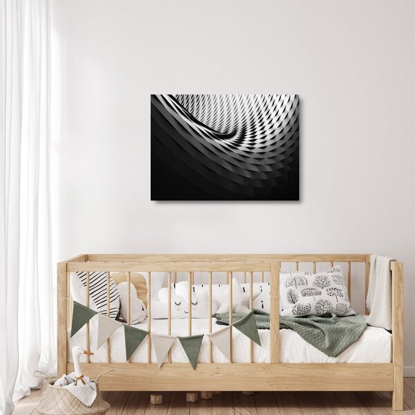 Obraz na szkle - Abstrakcyjny obraz - czarno - biała spirala (70x50 cm)