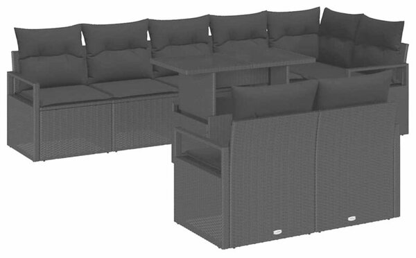 Zestaw Mebli Ogrodowych Komplet Wypoczynkowy Narożny 9-Częściowy Czarny Rattan Na Taras Balkon Ogród