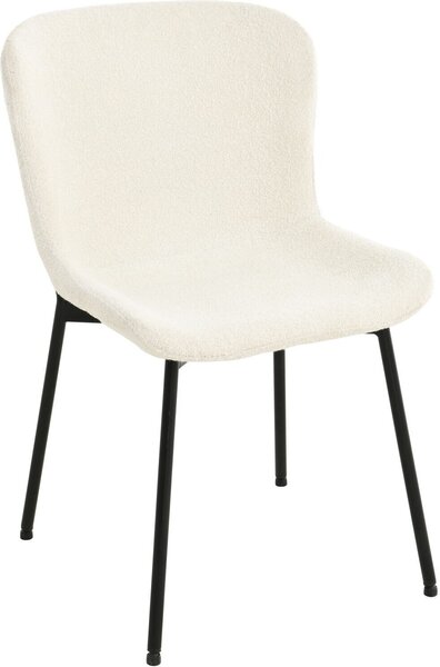 Krzeso HowHomely SABLE kremowa tkanina Bouclé - nowoczesny design, wygodne, czarne metalowe nogi