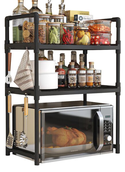 PÓKA KUCHENNA pod mikrofalówk SZAFKA ORGANIZER CZARNA 3poziomy 48cm REGA
