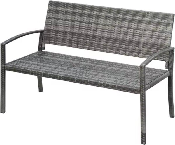 Tuin Bench - dwuosobowa awka ogrodowa - do uytku na zewntrz i na werandzie - konstrukcja z poliuretanowego rattanu na kad pogod ze stalow ram - lekka i atwa w montau - meble ogrodowe - szary