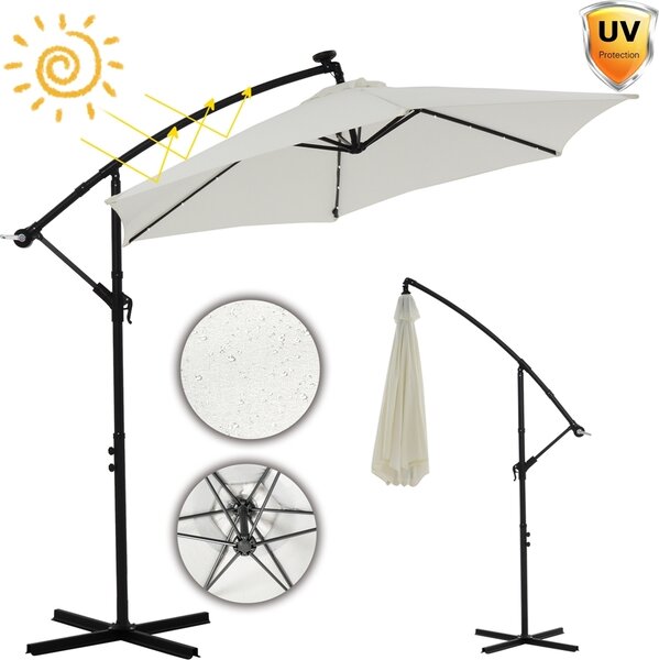 Mucola parasol na korb parasol wspornikowy parasol ogrodowy parasol plaowy parasol patio parasol przeciwsoneczny - beowy z diod LED 3,5 m