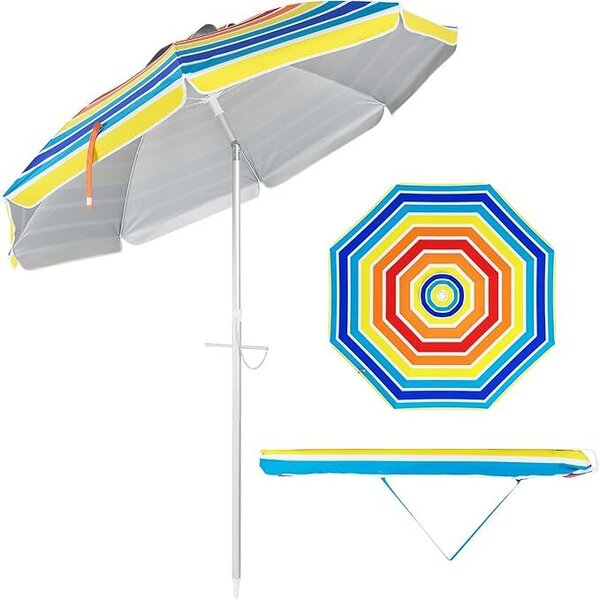 KOMFOTTEU parasol plaowy 200 cm, parasol ogrodowy z ochron przeciwsoneczn UV50+, skadany i lekki parasol plaowy, parasol balkonowy z torb do przenoszenia, parasol tarasowy bez stojaka na parasole