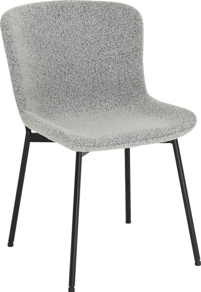 Krzeso HowHomely SABLE szara tkanina Bouclé - nowoczesny design, wygodne, czarne metalowe nogi