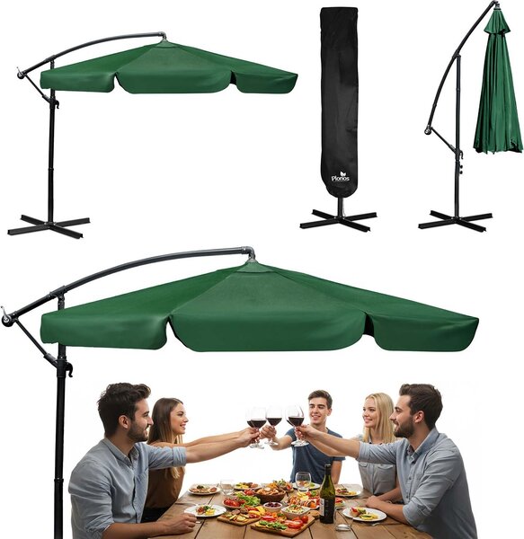 Parasol ogrodowy skadany 6 segmentowy 350 cm z pokrowcem Plonos PL-880