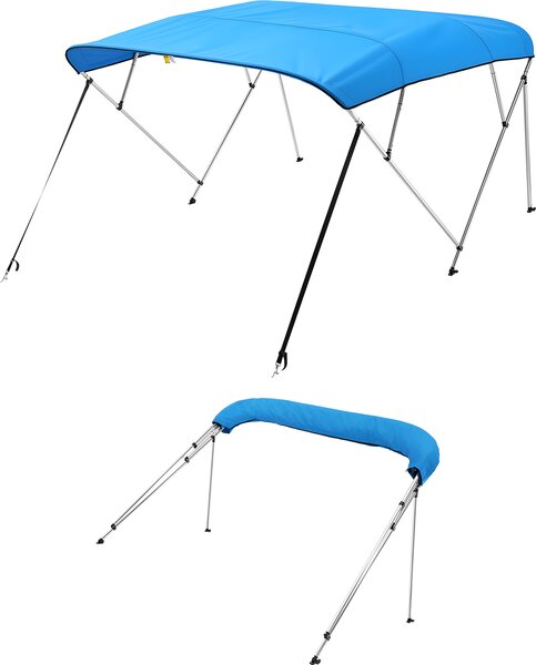 VEVOR Biminitop markiza na ód (4 arkusze), aluminiowa rama, wodoodporny biminitop z torb do przechowywania, 201-213 cm (B) Niebieski