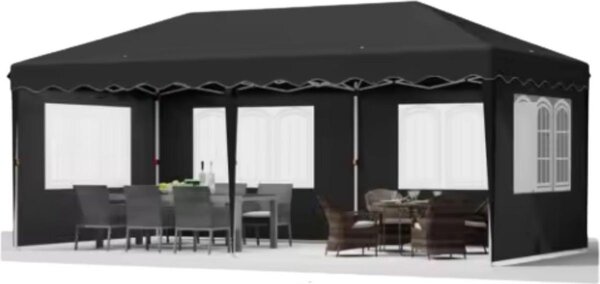 Namiot imprezowy LUXUS - Skadana altana 3x6 m - Z panelami bocznymi - Wodoodporny i ochrona UV 50+ - Regulowana wysoko - Na zewntrz i w ogrodzie - atwy monta