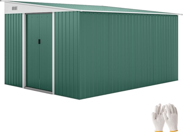 Outsunny metalowa szopa narzdziowa 8,9m² 280x345x201cm szopa narzdziowa z dachem szopy drzwi przesuwne odporna na warunki atmosferyczne szopa ogrodowa zewntrzna szopa szafka zielona
