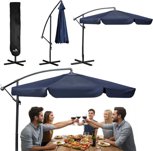 Parasol ogrodowy skadany 6 segmentowy 350 cm z pokrowcem Plonos PL-880