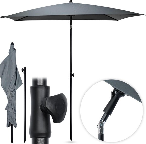 Parasol ogrodowy szary regulowany 125x200 cm