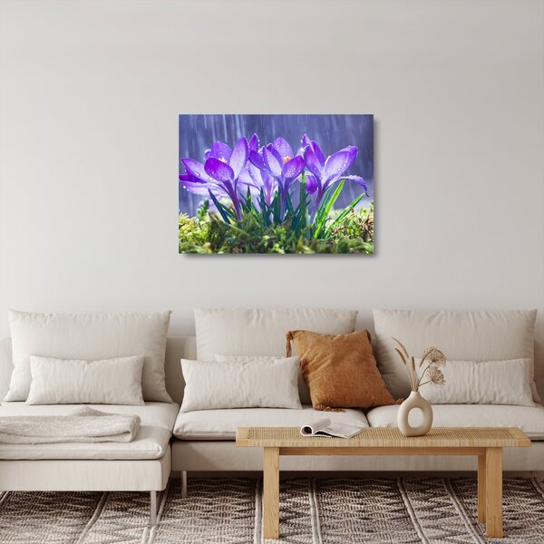 Obraz na szkle - kwiaty w deszczu (70x50 cm)