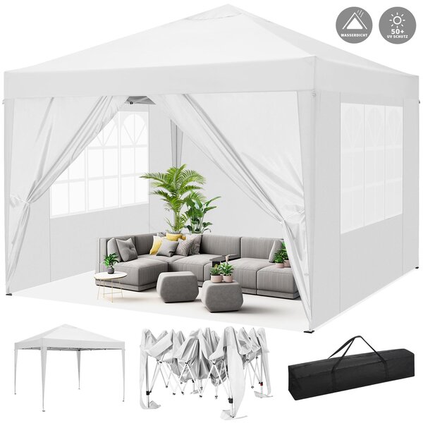 Skadany pawilon 3x3m Pop Up Skadany pawilon z 4 cianami bocznymi, wodoodporny, ochrona UV 50+ namiot ogrodowy, namiot imprezowy, pawilon ogrodowy, z torb, biay