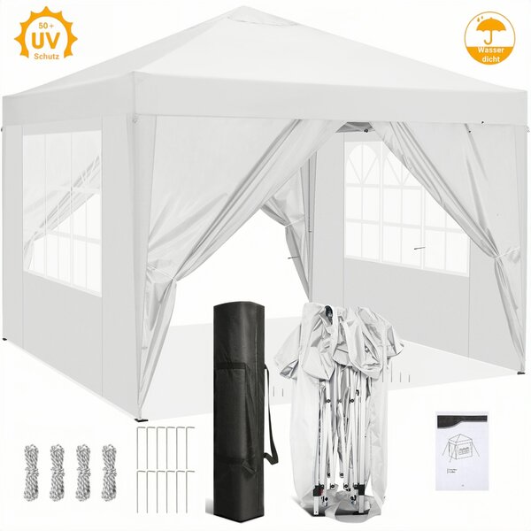 Pawilon, skadany pawilon 3x3m, spiczasty pawilon z 4 zdejmowanymi cianami bocznymi, ochrona przed wod i UV 50+, regulowana wysoko, w zestawie torba, biay
