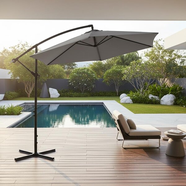 Mucola parasol na korb parasol wspornikowy parasol ogrodowy parasol plaowy parasol patio parasol przeciwsoneczny - szary 3,5 m