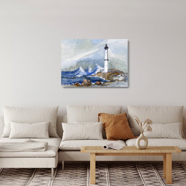 Obraz na szkle - namalowana latarnia morska (70x50 cm)